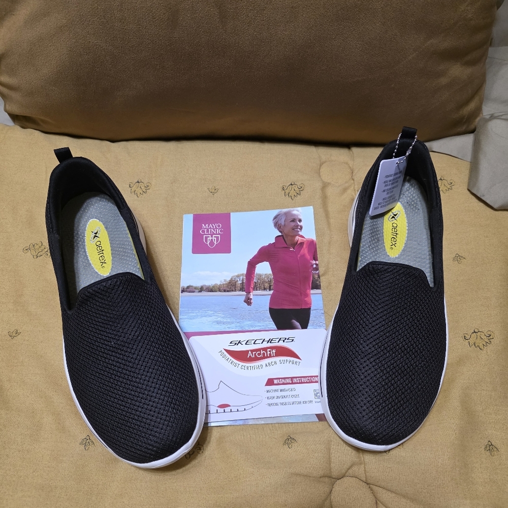 Skechers  Go WALK, Black Slip-On Sneakers - Picture 9 of 13